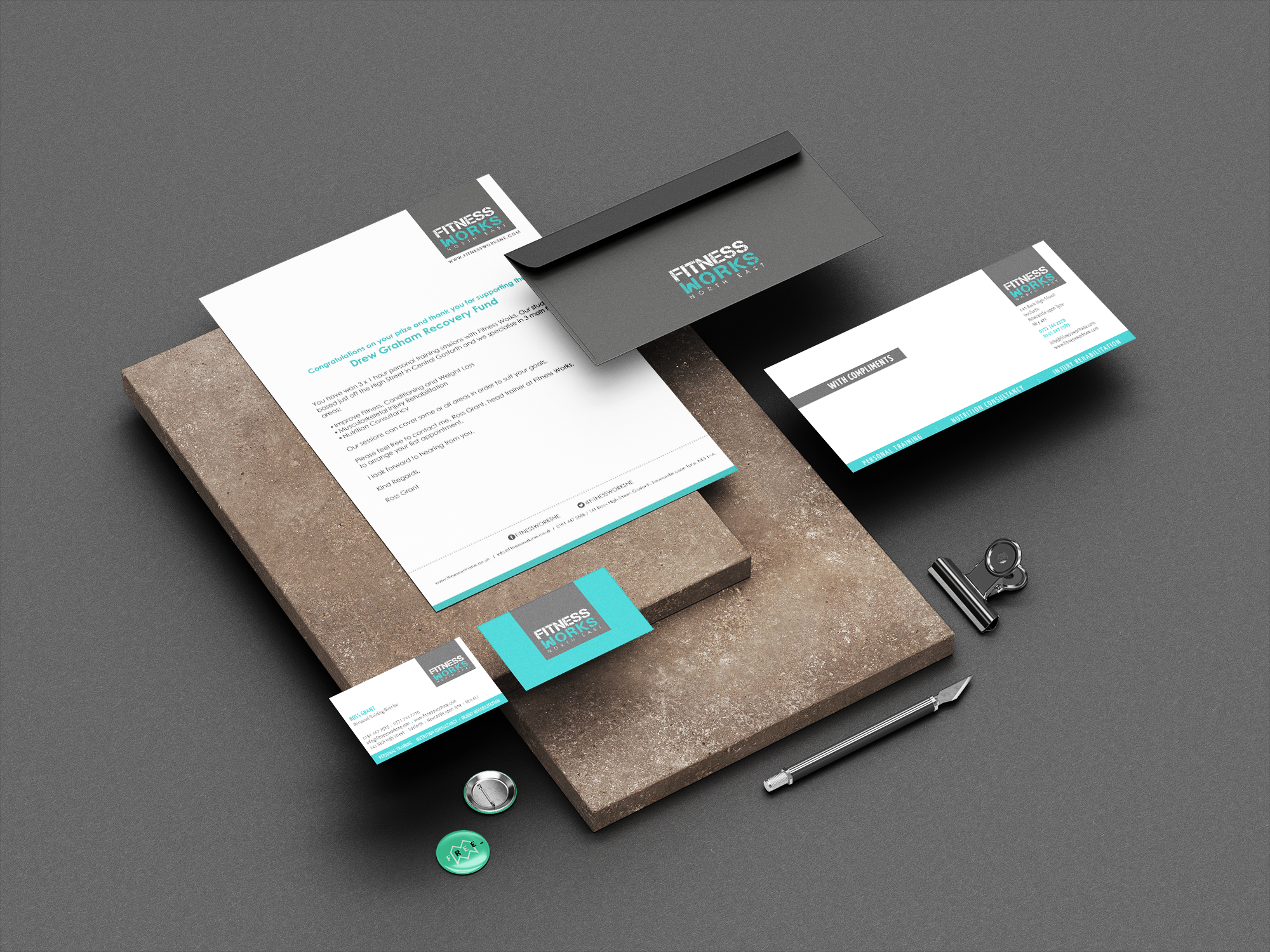 fitness works stationery design newcastle